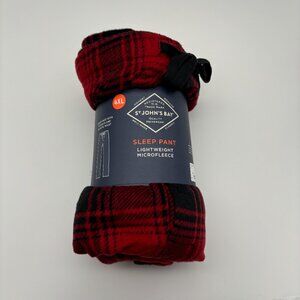 St. John's Bay Mens Microfleece Christmas Holiday Pajama Sleep Pants, Red Tartan